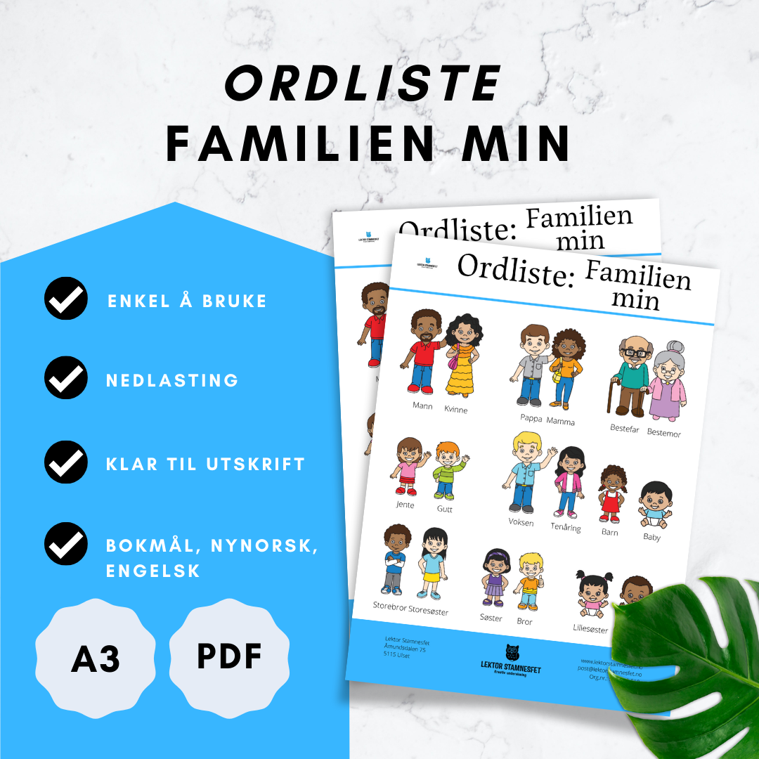 Ordliste: Familien min