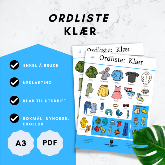 Ordliste: Klær